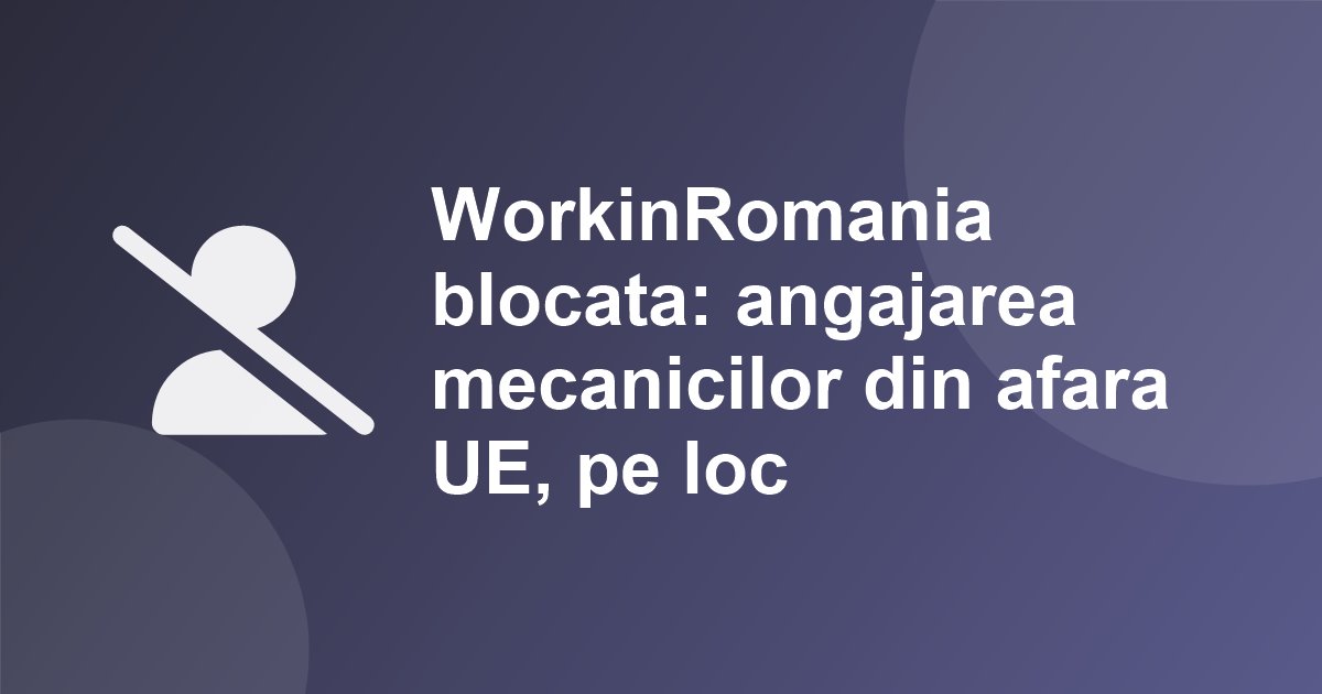 Angajarea mecanicilor din afara UE, blocata: platforma WorkinRomania nu mai primeste cereri dupa ce Curtea de Apel a suspendat lista ocupatiilor deficitare